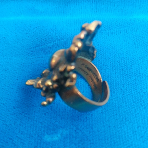 Signed Brutalist Bronze Ring by Artist Pentti Sarpaneva Turun Koru Finland Large - Picture 7 of 8